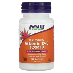 Vitamin D-3 High Potency 5,000 IU 120 Softgels - NOW Foods