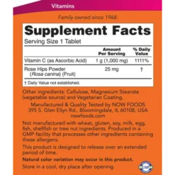 Alternative view of Vitamin C 1000 with rose hips & bioflavonoids 100 Tablets - Now Foods