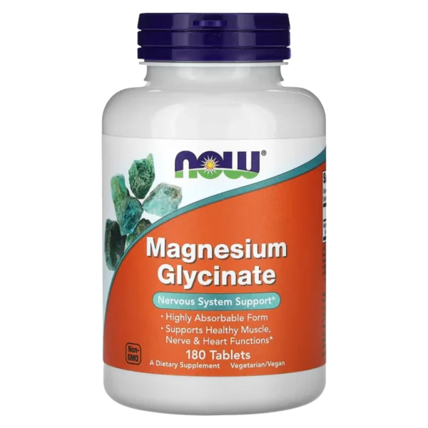 Magnésium Glycinate 100 mg – Relaxation & Système Nerveux | NOW Foods