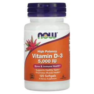 Vitamine D3 5000 IU – Immunité, Os & Santé Générale | NOW Foods