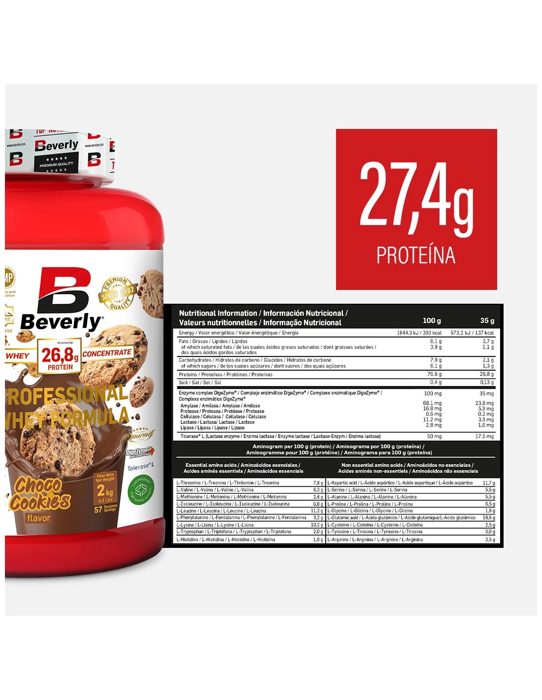 WHEY PRO CONCENTRE 2 Kg - BEVERLY - الصورة 2