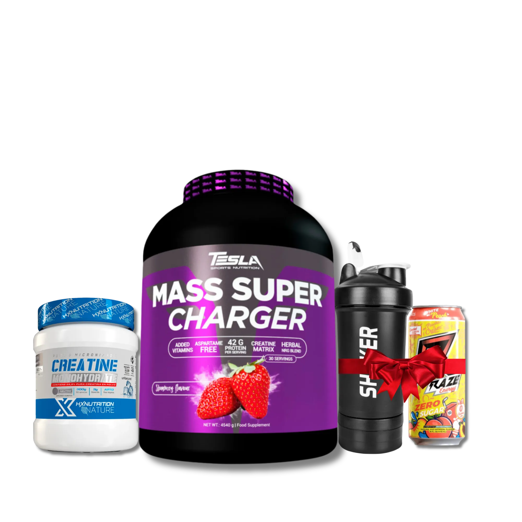 Pack Prise de Masse – Mass Super Charger 4.5 kg + Creatine + Raze + Shaker | Tesla Nutrition