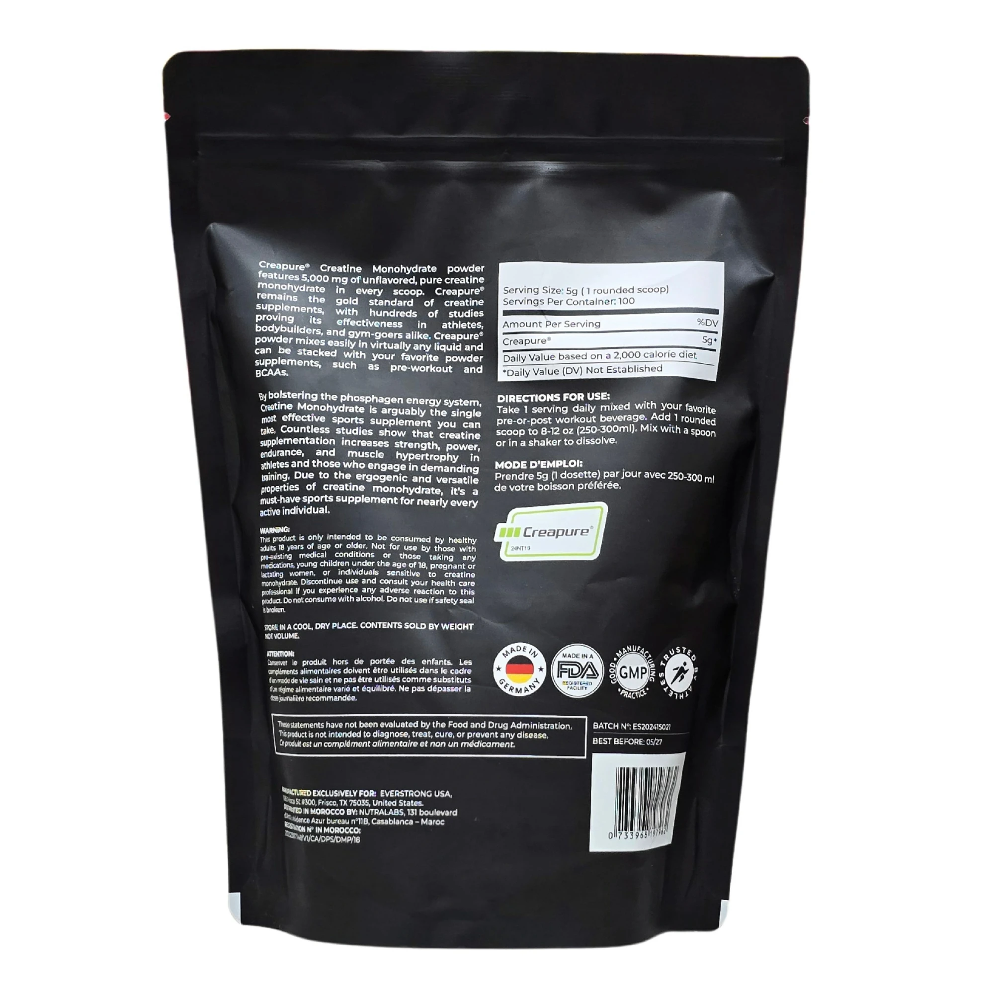 Creatine Creapure 500 g – Everstrong Nutrition - الصورة 2