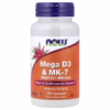 NOW Foods Mega D3 & MK-7 5000 IU – Bone & Heart Support | 120 Capsules