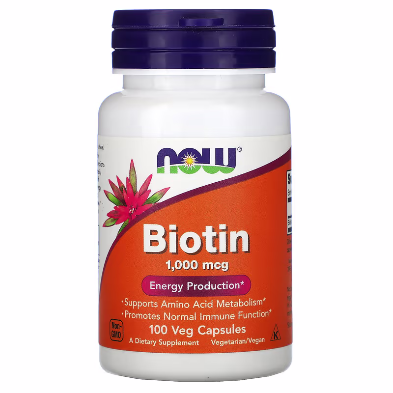 NOW Foods Biotin 1000 mcg 100 Veg Capsules Vitamin B7