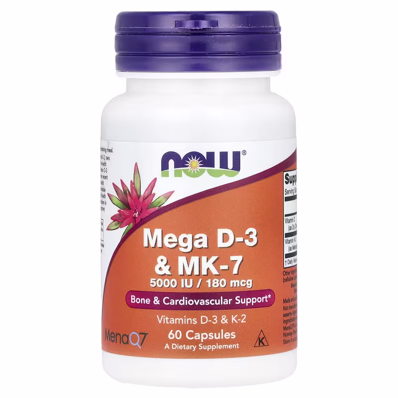 NOW Foods Mega D3 & MK7 – 60 Capsules
