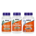 NOW Foods Pack Magnesium Glycinate Omega 3 Fish Oil Zinc Picolinate